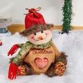 Christmas snowman burlap gift bag with heart-shaped window and red apple inside - 3D Snowman Bag