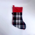 Classic red and black buffalo plaid Christmas stocking with plush cuff and hanging loop - Black Christmas Stocking