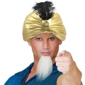 Chapeau turban de sultan doré avec plume et gemme pour costume de jeu de rôle - Chapeau Arabe