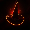 Luminous black Halloween wizard hat with glowing orange LED wire and silver buckle detail - Yellow