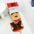 Set da bagno natalizio con renna da 3 pezzi con tappeto e copriwater in rosso festivo - Decorazione per toilette renna marrone