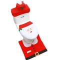 Christmas Santa toilet cover set with rug and tank cover for holiday bathroom decoration - Smiling Santa Toilet Decoration
