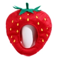 Plush strawberry-shaped funny headwear and photo prop in vibrant red and green colors - Red