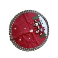 Kerstboomschort in rood met 3D elfenpop en wit geborduurde sneeuwvlokken - Driedimensionale Linnen Boomrok / 120