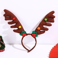 Cerchietto corna di renna marroni per Natale con pompon colorati e dettagli di foglie di agrifoglio - Corna marrone scuro