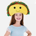 Funny Mexican Taco plush hat headpiece with cartoon smile for party cosplay fun - Smiley Burger Hat