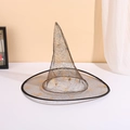 Cappello da strega di Halloween in rete nera con motivo a ragnatela dorata e tesa - Taglia unica / Ragnatela Dorata