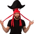 Divertente cappello da pirata a forma di polpo con tentacoli rossi per cosplay di Halloween - Stile Polpo Monocolo