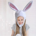Simpatico cappello con orecchie di coniglio in peluche bianco per foto di bambini - Bianco