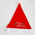 Cappello di Natale rosso classico con bordo in pelliccia bianca e ricamo - Cappello Farfalla Merry Christmas