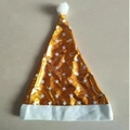 Golden Christmas hat with silver stars and white faux fur trim for holiday parties - Gold Star