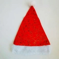 Cappello natalizio in peluche rosso con decori glitterati dorati e bordo in ecopelliccia - Stile Vite Stampata Rossa