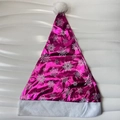 Festive magenta snowflake Christmas hat with white plush trim and decorative top pompom - Rose Red (New Snowflake)