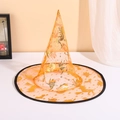Cappello da strega arancione per Halloween con motivi dorati di zucche e pipistrelli - Taglia unica / Motivo Zucca (Giallo)
