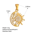 18k gold plated stainless steel sun and moon pendant with sparkling crystals - Star and Moon Style (P2405005)