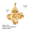 Golden 18k stainless steel 3D four-petal flower pendant with hammered texture detail - Hammered Flower Style (P2405008)