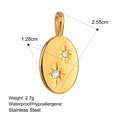 Golden oval stainless steel sunburst pendant with zircon, 18k gold plated and waterproof - Starlight Oval Style (P2405009)