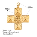 18k gold plated stainless steel rose cross pendant with hammered texture, hypoallergenic - Rose Vortex Cross Style (P2405012)