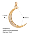 Ciondolo a mezzaluna in acciaio inossidabile dorato 18k con zirconi bianchi - Stile Mezzaluna Zirconia (PW240049)