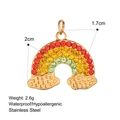 Rainbow-shaped 18k gold stainless steel pendant with gradient rhinestones and cloud details - Colored Rhinestone Rainbow Style (PW240050)