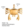 Golden stainless steel crab charm with 1.87cm height and waterproof hypoallergenic finish - Crab Shape Style (PW240051)