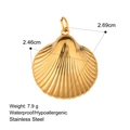 Golden shell pendant in stainless steel with waterproof and hypoallergenic features - Shell Shape Style (PW240054)