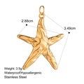 Waterproof 18k gold plated stainless steel starfish pendant charm with realistic textures - Pleated Texture Starfish Style (PW240056)