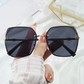 Fashionable black oversized sunglasses with gold H-logo hardware and gradient grey lenses - Gold Frame Dark Gray Lens