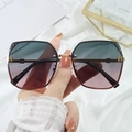 Fashion oversized gradient sunglasses with gold H logo hardware and black temples - Gold Frame Green/Pink Gradient Lens