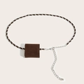 Bruine suède heuptas voor dames met zilveren kettingriem in vintage stijl, luxe accessoire - Suède Ketting + Tasje (1730# Koffie)