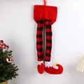 Weihnachts Elfbeine Deko-Aufhänger mit rot-schwarz kariertem Büffelkaromuster Stoff - 60*20 / Rot & Schwarz Karierte Beine
