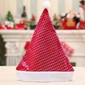 Festive Christmas hat featuring sparkling red sequins and white plush trim decor - Rose Red / Kids