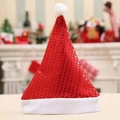 Classic red Christmas hat with shiny gold sequins and white faux fur trim for holidays - Red / Kids