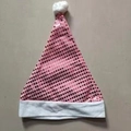 Cappello di Babbo Natale con paillettes rosa e bordo in peluche bianco per le feste - Rosa / Adulto