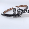 Cintura versatile in pelle PU nera con occhielli metallici e fibbia quadrata per jeans - Nero / 100cm