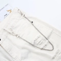 Silver hip-hop metal wallet chain with lobster clasps for street style trousers - Single Layer Chain