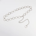 Cintura a catena regolabile in metallo argento con anelli martellati per vestiti da donna - Cintura a Catena con Cerchi a Motivo Argento