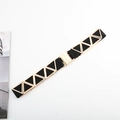 Cinturón elástico negro con detalles metálicos triangulares dorados y hebilla rectangular - Ancho 3cm (3CM三角穿五金腰) / Negro (3CM三角穿五金腰)