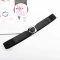 Cintura elastica intrecciata da donna con fibbia in metallo argento e tessuto nero - Fibbia Quadrata Diagonale