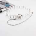 Dettaglio cintura punk in PVC trasparente con doppi occhielli e catena in metallo rimovibile - Cintura Con Catena Singola