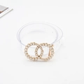 Ceinture transparente en PVC avec boucle double anneau dorée et détails de perles - Grande Boucle de Perle à Double Anneau