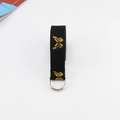 Modischer schwarzer Canvas-Gürtel mit goldenem Schmetterlingsdruck und Doppelringschnalle - Schwarz