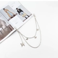 Detail of silver multi-layer metal pants chain featuring hollow butterfly pendants - Small Butterfly Trouser Chain