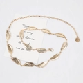 Elegant gold metal leaf waist chain with rose pendant and lobster clasp for dresses - Gold Leaf Waist Chain