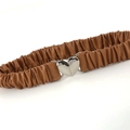 Cintura elastica marrone caramello con fibbia a cuore argento e pieghe per abiti donna - Cammello / 60-80cm
