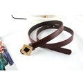 Elegante cintura in pelle bordeaux con fibbia dorata per abiti e cappotti lunghi - 1.8cm / Borgogna / 105cm