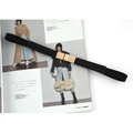 Ceinture noire élastique avec boucle carrée dorée polie pour robes et pulls - Noir