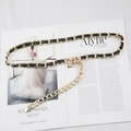 Cintura a catena hip hop in metallo con fibbia a cuore e pelle intrecciata su rivista - Catena da Vita Intrecciata Oro (Fibbia ad Ardiglione Semitonda)