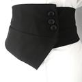 Asymmetric black fabric corset belt with decorative buttons for styling on white shirts - Three Buttons (4648200944932)