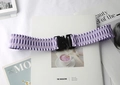 Detail of purple elastic belt featuring a black matte tactical buckle and wavy texture - Light Purple